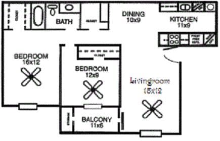 2 Bedroom 1 Bath - Great Oaks Apartments