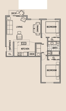 2BR/1BA - The Villas