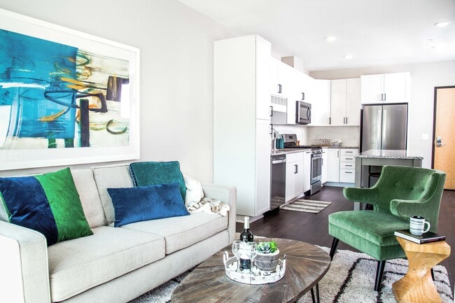 One-Bedroom Apartment Living Room and Kitchen - Altitude Residences