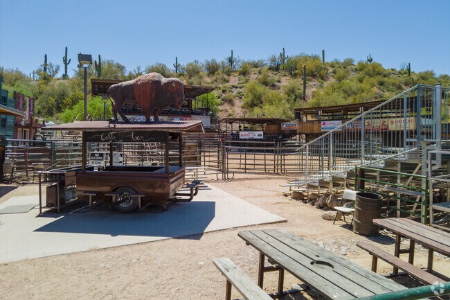 Bull riding attracts locals on Wednesday and Friday nights at Buffalo Chip Saloon in Cave Creek.