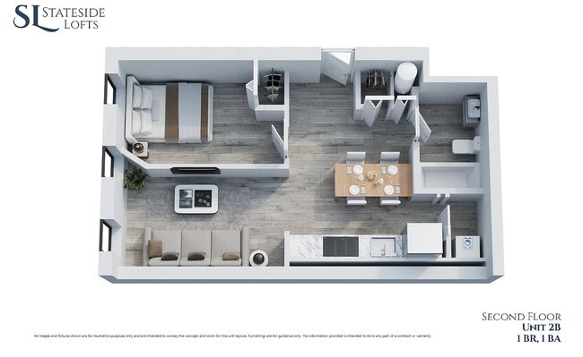 1x1 Unit 2B - Stateside Lofts