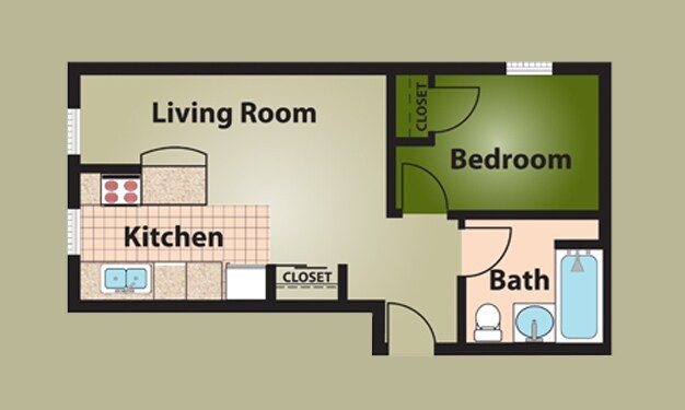 1BR/1BA - Berwick Apartments