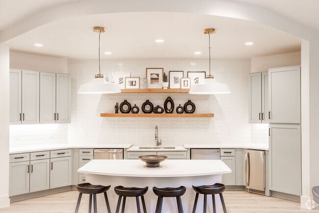 Open Kitchen with Custom Cabinetry, Floating Shelves, and Modern Finishes - The Maggie