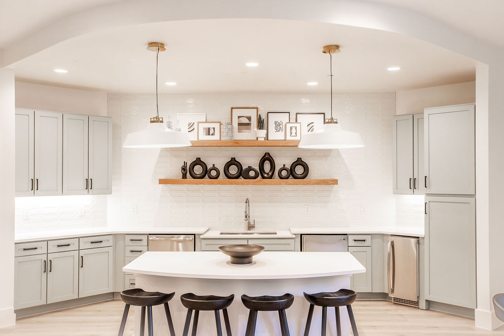 Open Kitchen with Custom Cabinetry, Floating Shelves, and Modern Finishes - The Maggie