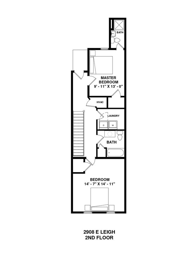 Plano de la segunda planta - 2908 E Leigh St