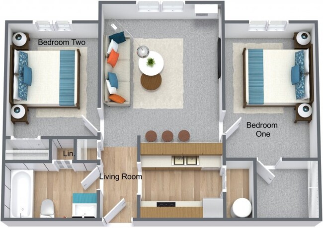 2 BR layout - 631 S Van Buren St