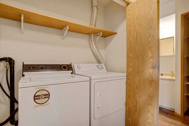 In unit laundry with shelving - Spruce Meadow