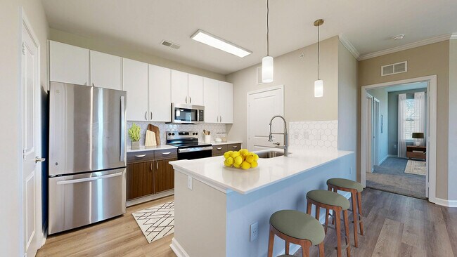 Cocina recién renovada con encimeras de cuarzo - Talison Row at Daniel Island Apartments