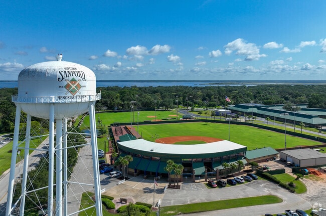 Sanford's iconic water tower overlooks Sanford Memorial Stadium.