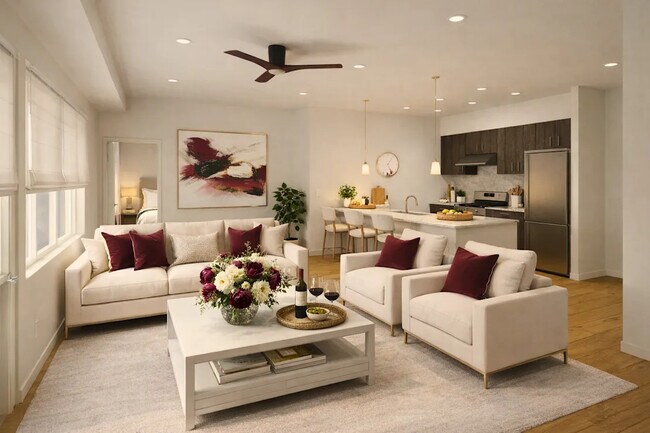 Sala de estar y área de cocina - Hearthstone Lodge Senior Residences