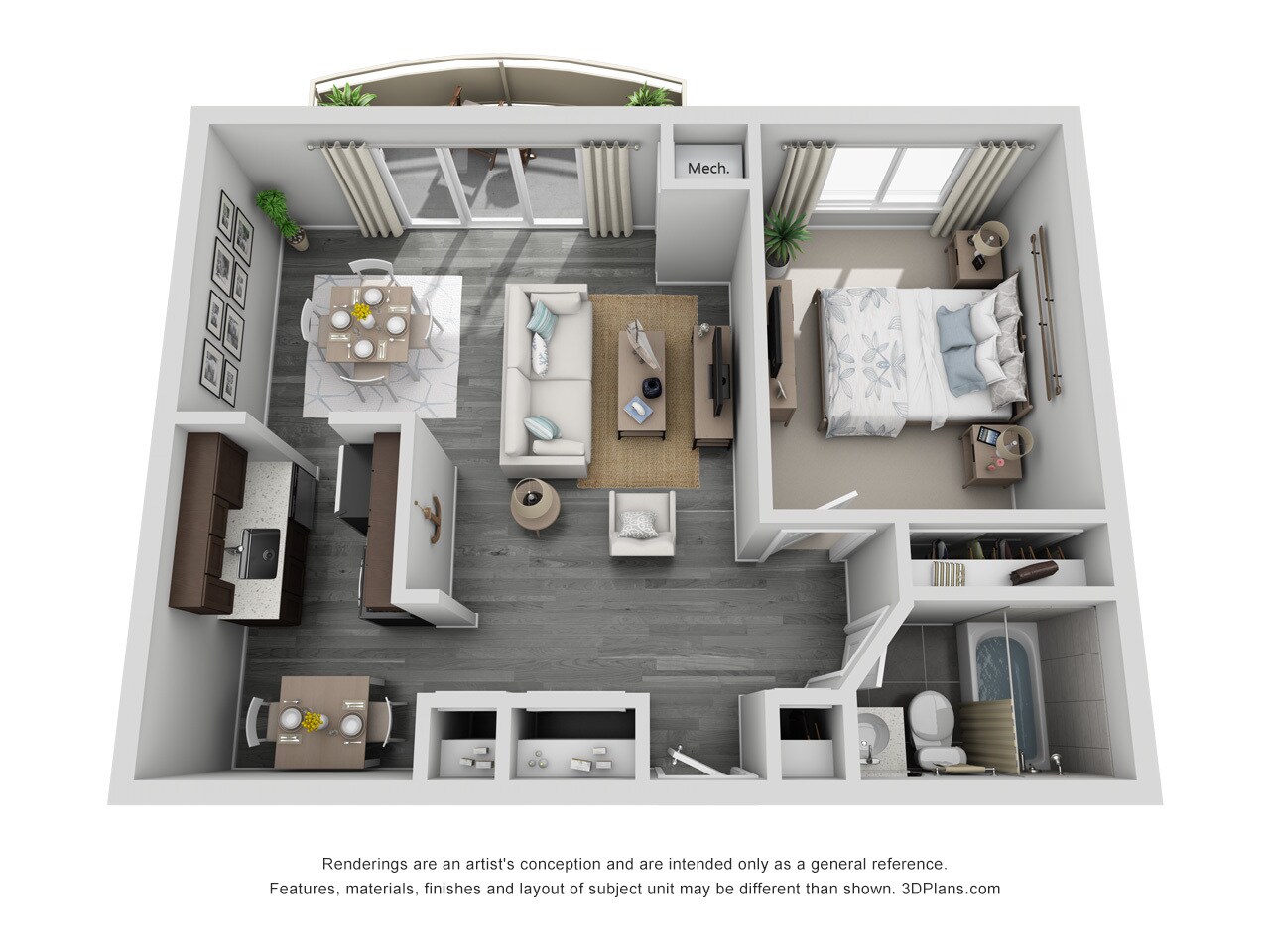 Parkview Apartments – 1 Bed 1 Bath Deluxe