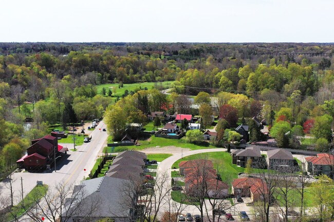 Aerial scene of a residential neighborhood in Tillsonburg, Ontario.