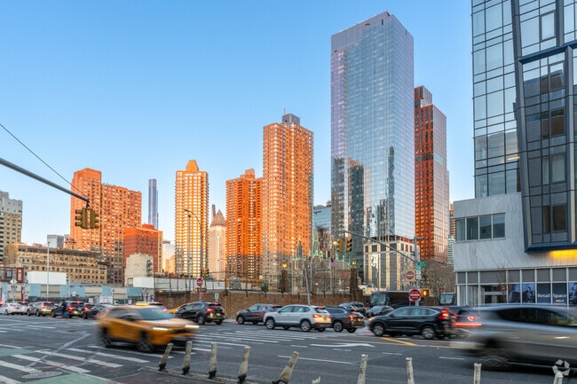 Views from 11th Avenue showcase the high rises of Hell's Kitchen.