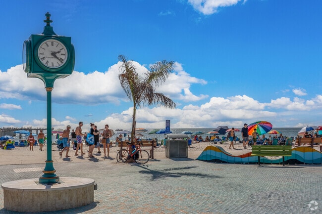 The clock at Little Times Square is an iconic landmark of Fort Myers Beach.