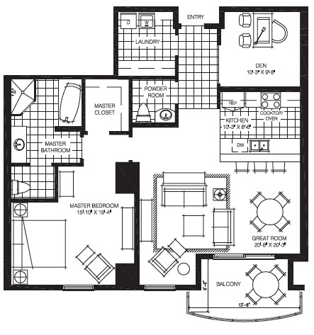 1BR/1.5BA - The Mark