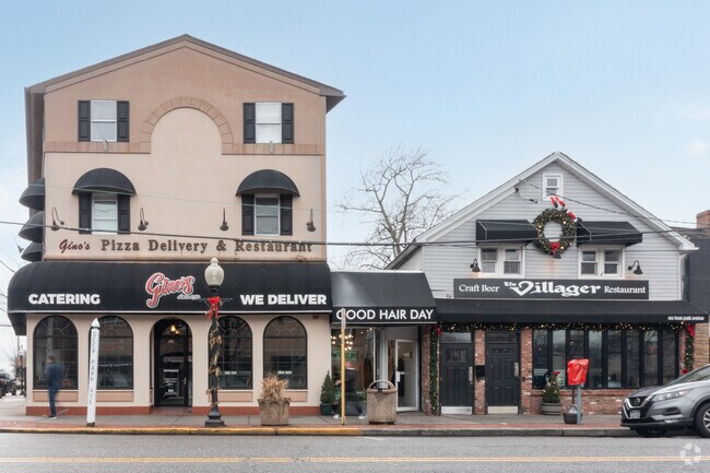 Restaurants line a strip in Babylon for locals and visitors to grab a bite.