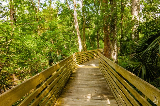 John B Sargent Park boardwalk leading to the walking path/trail.