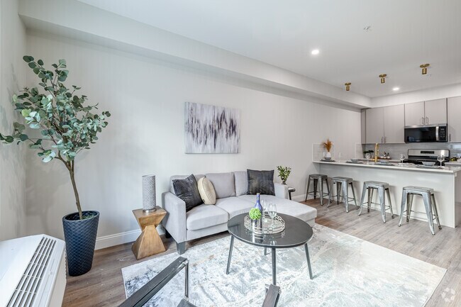 1 habitación, 1 baño - 780 pies cuadrados - Sala de estar - Lakeview Apartments