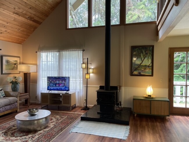 Living room with wood burning stove - 46-4007 Puaono Rd