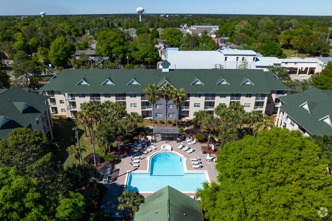 Aerial Pool - Coastline Apartments