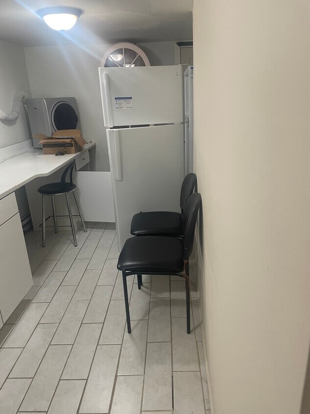 8 feet new glossy white kitchen cabinets with white sparkling stone countertop, gas, new refrigerato - 157 Langham St