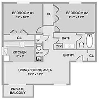 2HAB/1.5BA - Cedar Creek Apartments