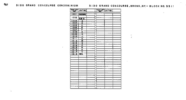 Condiminium breakdown per public record - 3130 Grand Concourse