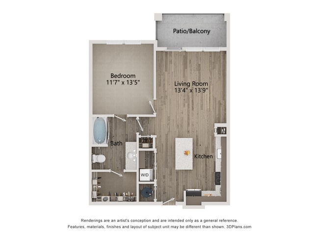 A2_1Bed_1Bath_742 Sq Ft - The Ironwood Apartments