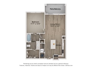 A2_1Bed_1Bath_742 Sq Ft - The Ironwood Apartments