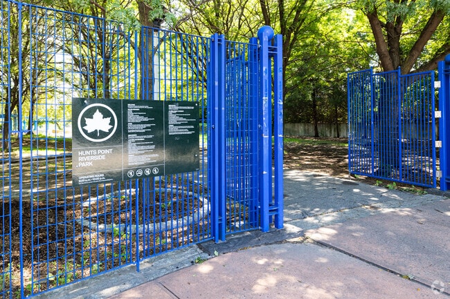 Waterfront green spaces include Hunts Point Riverside Park.