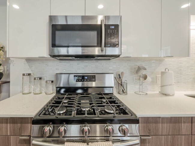 Modern appliances, gas range stove Apartments River North, Chicago, IL - Chateau on Wells