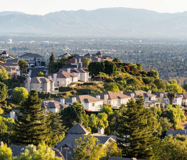 Houses nestled into the hills of Southern California