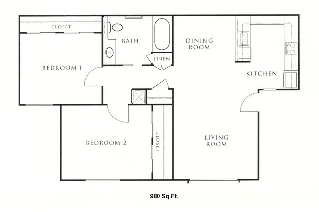 2BR/1BA - Foxwood Apartments