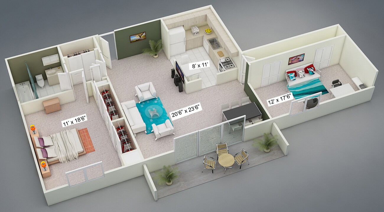 Yorktown Towers – Two Bedroom One Bath