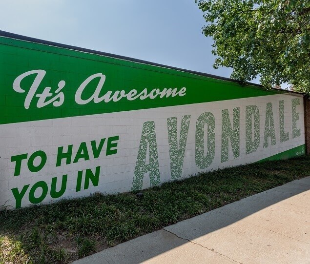 A welcoming mural greets visitors to Avondale