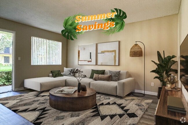1 BR, 1 BA - Living Room - Orange Terrace Apartments