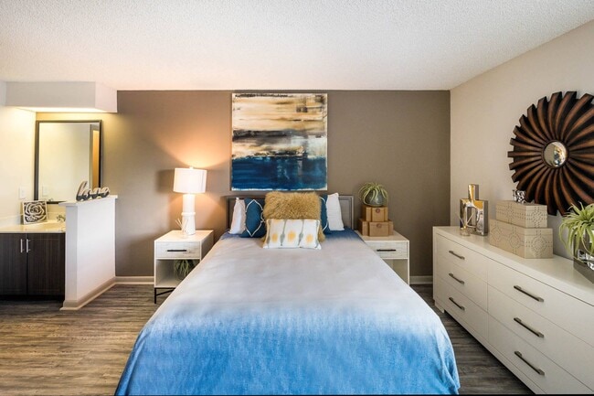 2BR, 1BA - 1,012SF - Primary Bedroom - Water's Edge Apartments