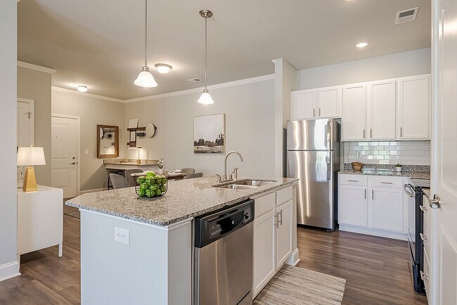 Experimente el encanto de esta elegante cocina, diseñada para aventuras culinarias y momentos acogedores de cenas. - Sanctuary at Powell Place