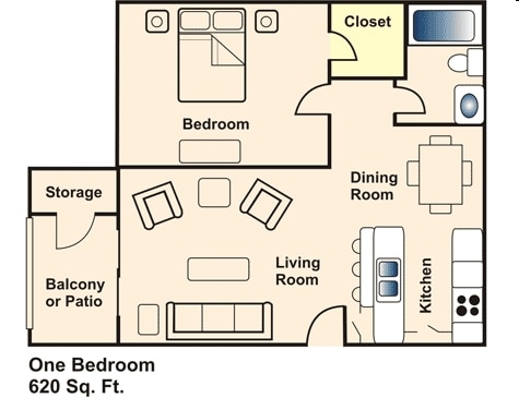 1BR/1BA - Sandstone Apartments
