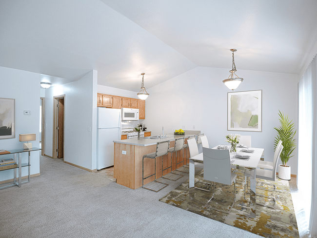 High Vaulted Ceilings & Brushed Nickel Lighting Fixtures - Bloomfield Townhomes