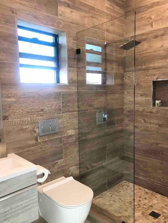 Rainfall shower head and lighted vanity mirror - 6952 W 77th St