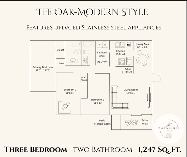 The Oak-Modern Style Rent Increase for this style - The Woodlands Apartment Homes, LLC