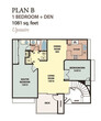 One Bedroom / One Bath with Den Upstairs B