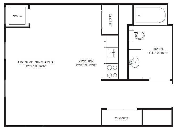 Crittenden Court Apartments – Studio Type C