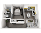 1x1 B - Unfurnished