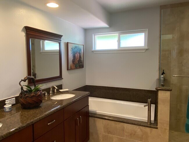 master bath beatuifully done with walk in closet and beautiful granite upgrades - 64 -1060 Mamalahoa Hwy