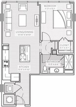 One Light Floor Plans - One Bedroom West - Stack 01, 07 - One Light Luxury Apartments