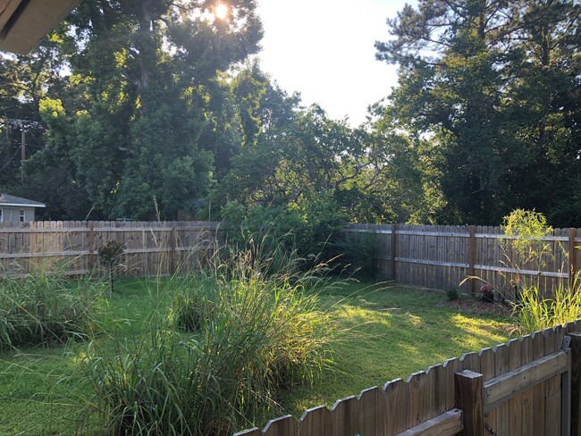 Back yard. 6ft fence on outside, 4ft fence between units. Lawn service included. Previous tenants preferred to manage own back yard and grew it out as pictured. - 1550 Kemper Ave