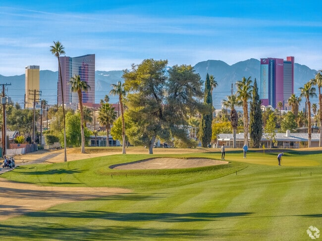 Residents of Paradise Palms can enjoy golfing with a view of The Strip.