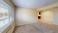 Located at 2141 Aurelius Rd in Holt, Michigan, this two-bedroom, one-bathroom unit offers a functional single-floor layout designed for comfortable everyday living. The interior is finished with neutral, warm tones throughout, complemented by textured ceilings and carpeted flooring in the main living and bedroom areas, while the kitchen and bathroom feature hard-surface flooring.

The living room is open and airy, connecting seamlessly to the combined dining and kitchen area. The kitchen is equipped with dark wood cabinetry and a white electric range, offering a practical cooking space. A hallway connects the main living areas to the bedrooms and bathroom, keeping the layout organized and easy to navigate.

Both bedrooms are carpeted and receive natural light through windows fitted with blinds. Each room offers generous wall space and features baseboard heating. The primary bedroom includes a large closet, while the unit benefits from a total of four closets, providing ample storage throughout. One bedroom also includes a wall-unit air conditioner for additional climate control.

The bathroom is clean and well-appointed, featuring a tub-shower combo with tile surround, a single vanity with a marble-style countertop, a large mirror with overhead lighting, and tile flooring. Overall, this unit presents a straightforward, well-maintained living space in a convenient Holt location.
